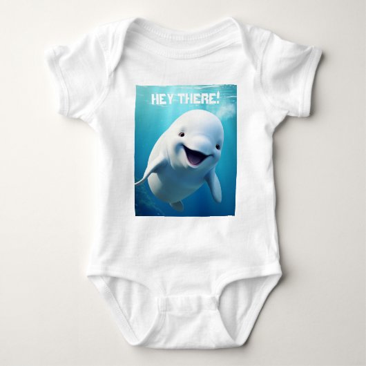 Beluga Whale Cartoon Blauwe Groene Noordelijke IJs Romper (Voorkant)