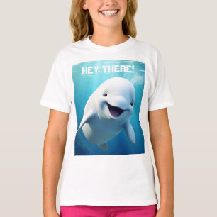 Beluga Whale Cartoon Blauwe Groene Noordelijke IJs T-shirt