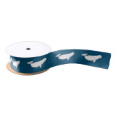 Beluga Whale Illustratie Whale Gift Navy Blue Satijnen Lint (Spoel)
