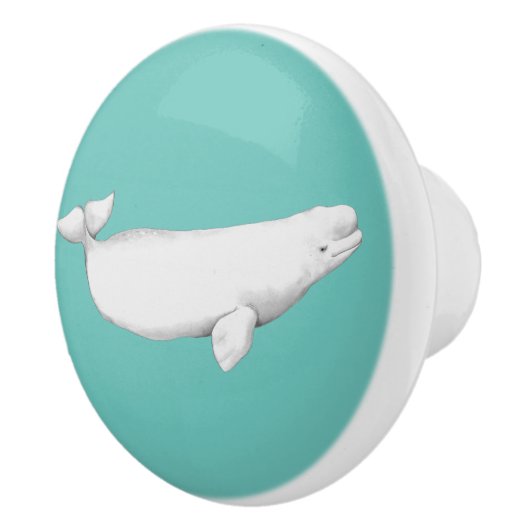 Beluga Whale Illustratie Whale Lover Gift Aqua Keramische Knop (Rechts)