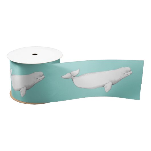 Beluga Whale Illustratie Whale Lover Gift Blue Satijnen Lint (Spoel)