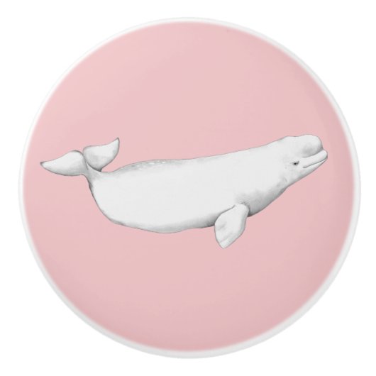 Beluga Whale Illustratie Whale Lover Gift Pink Keramische Knop (Voorkant)