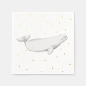 Beluga Whale Illustration Gold Stippen Servet (Voorkant)