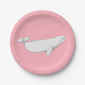Beluga Whale Illustration Stippen Roze Papieren Bordje (Voorkant)