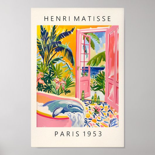 Beluga Whale in bad, Matisse Poster, Badkamer Poster (Voorkant)