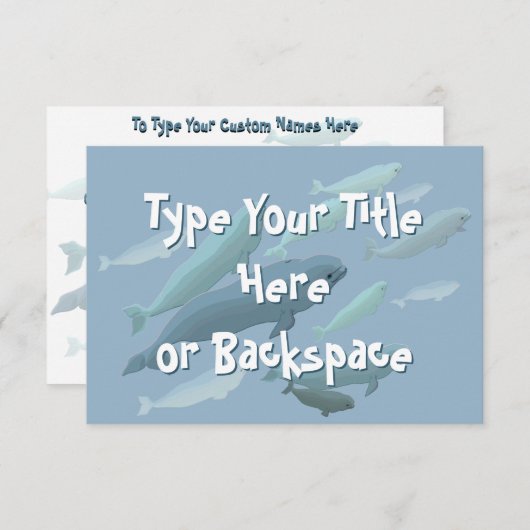 Beluga Whale Invitations Personalized Whale RSVP Kaart (Voorkant / Achterkant)