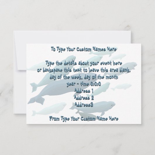 Beluga Whale Invitations Personalized Whale RSVP Kaart (Achterkant)