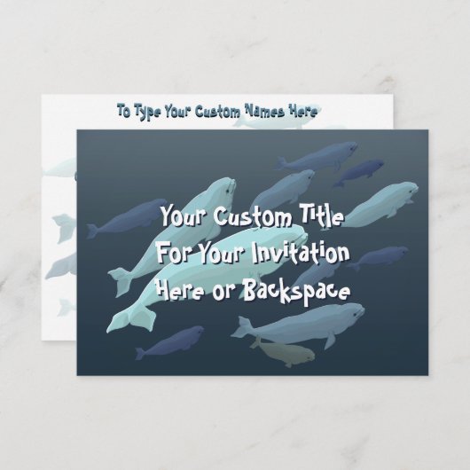 Beluga Whale Invitations Personalized Whale RSVP Kaart (Voorkant / Achterkant)