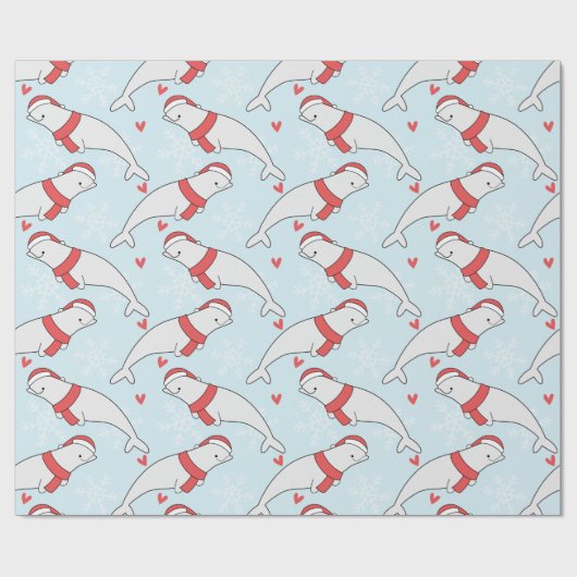 Beluga Whale Kerstmis Cadeaupapier (Vlak)