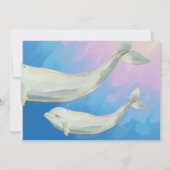 Beluga Whale Ma en Calf Baby shower Invitation Kaart (Achterkant)
