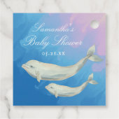 Beluga Whale Mam en Calf Baby shower Bedankjes Labels (Achterkant)