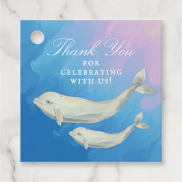 Beluga Whale Mam en Calf Baby shower Bedankjes Labels
