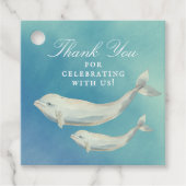 Beluga Whale Mam en Calf Baby shower Bedankjes Labels (Voorkant)