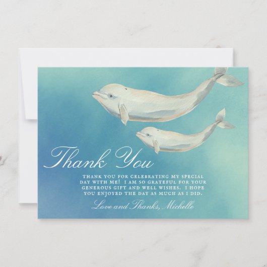 Beluga Whale Mam en Calf Baby shower Bedankkaart (Voorkant)