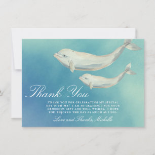 Beluga Whale Mam en Calf Baby shower Bedankkaart