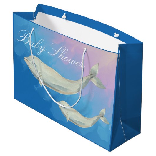 Beluga Whale Mam en Calf Baby shower Groot Cadeauzakje (Achterkant Gekanteld)