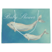 Beluga Whale Mam en Calf Baby shower Groot Cadeauzakje (Voorkant)