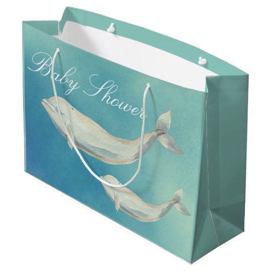 Beluga Whale Mam en Calf Baby shower Groot Cadeauzakje (Achterkant Gekanteld)