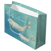 Beluga Whale Mam en Calf Baby shower Groot Cadeauzakje (Voorkant Gekanteld)