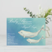 Beluga Whale Mam en Calf Baby shower Kaart (Staand voorkant)