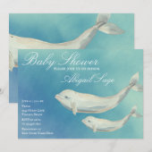 Beluga Whale Mam en Calf Baby shower Kaart (Voorkant / Achterkant)