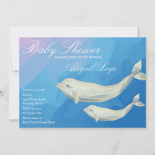 Beluga Whale Mam en Calf Baby shower Kaart (Voorkant)