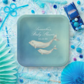 Beluga Whale Mam en Calf Baby shower Papieren Bordje (Feest)