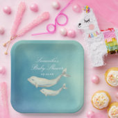 Beluga Whale Mam en Calf Baby shower Papieren Bordje (Feest)
