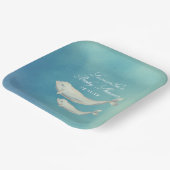Beluga Whale Mam en Calf Baby shower Papieren Bordje (Gebogen)