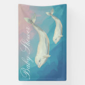 Beluga Whale Mam en Calf Baby shower Spandoek (Verticaal)