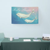 Beluga Whale Mam en Calf Baby shower Spandoek (Beurs)