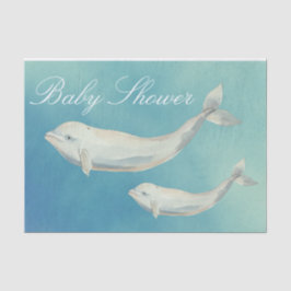 Beluga Whale Mam en Calf Baby shower Tissuepapier