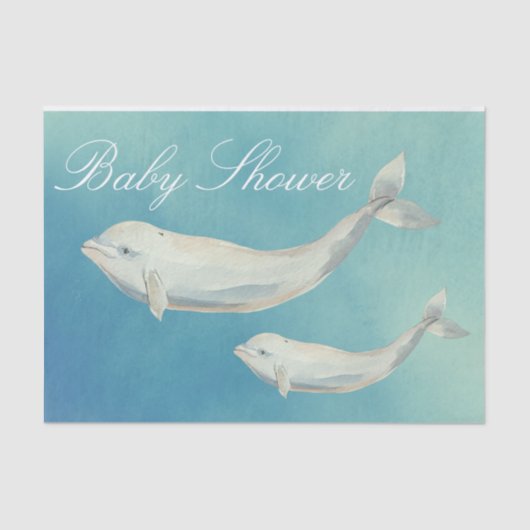 Beluga Whale Mam en Calf Baby shower Tissuepapier (Voorkant)