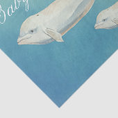 Beluga Whale Mam en Calf Baby shower Tissuepapier (Detail)