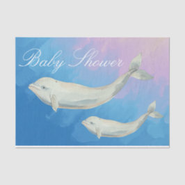 Beluga Whale Mam en Calf Baby shower Tissuepapier