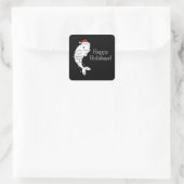 Beluga Whale Merry Winter Animals Whales Vierkante Sticker (Tas)