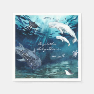 Beluga Whale   Ocean Baby shower Napkins Servet