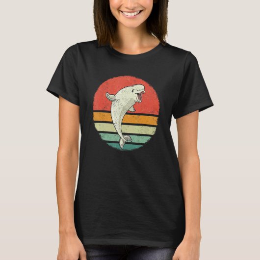 Beluga Whale Ocean Belugas Retro Sunset T-shirt (Voorkant)