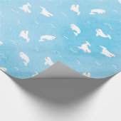 Beluga Whale Pattern in Ocean Blue Cadeaupapier (Hoek)