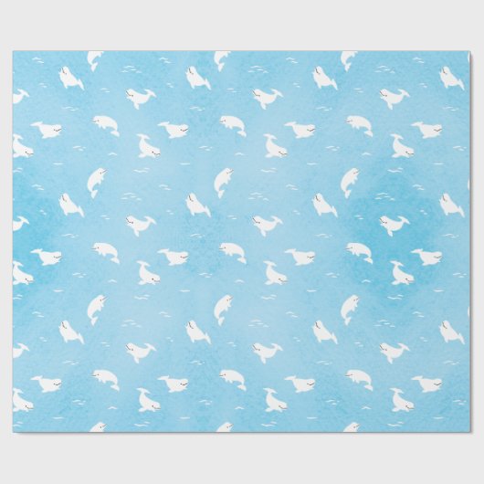 Beluga Whale Pattern in Ocean Blue Cadeaupapier (Vlak)