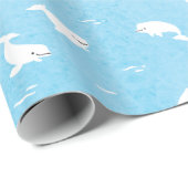 Beluga Whale Pattern in Ocean Blue Cadeaupapier (Rol Hoek)