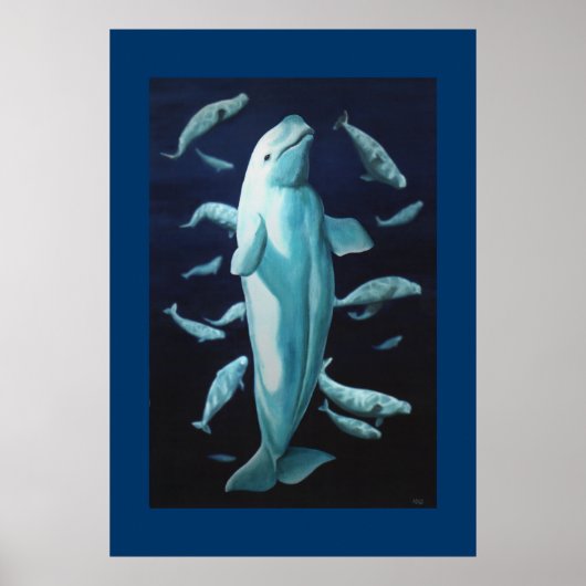 Beluga Whale Print Marine Life Poster Whale Print (Voorkant)