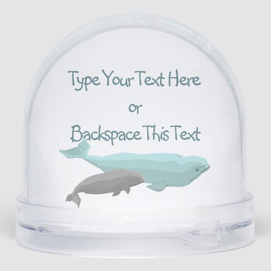 Beluga Whale Snow Globe Custom Whale Snow Globe Sneeuwbol (Achterkant)