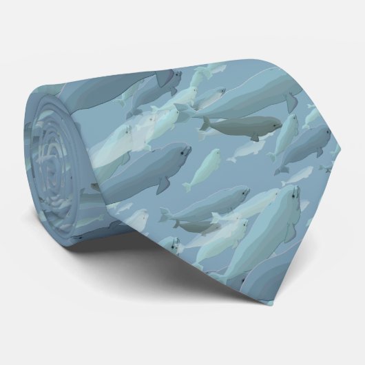 Beluga Whale Stropdassen Blue Beluga Whales Neckti (Opgerold)