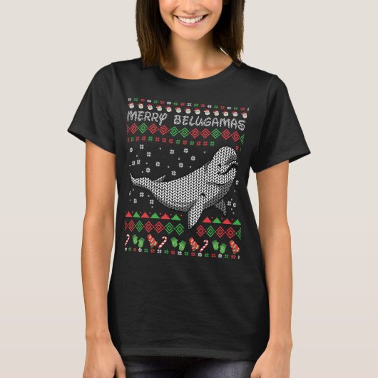 Beluga Whale Ugly kerstcadeautjes. walvissen T-shirt (Voorkant)