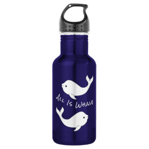 Beluga Whale Water Fles (Witte tekst)