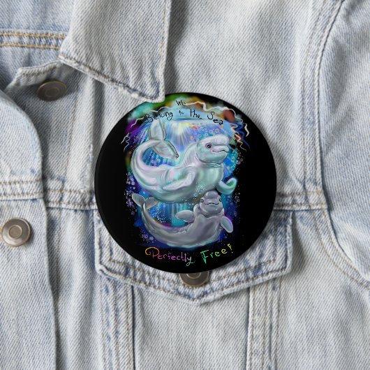 Beluga Whales Ronde Button 4,0 Cm (In situ)