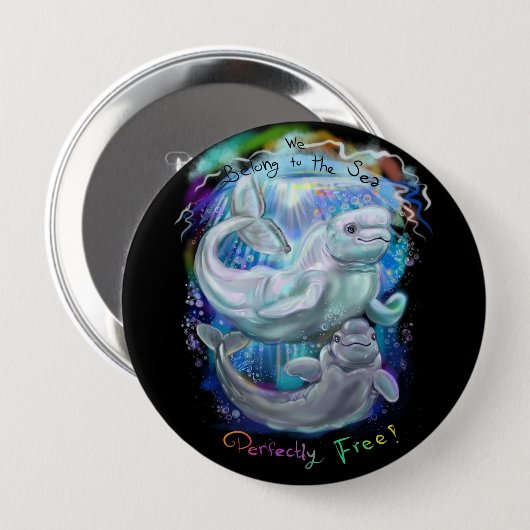 Beluga Whales Ronde Button 4,0 Cm (Voorkant /achterkant)