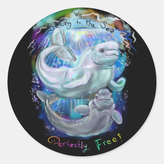 Beluga Whales Ronde Sticker (Voorkant)