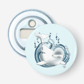 Belugawalvis Blauw Button Flesopener (Voorkant)